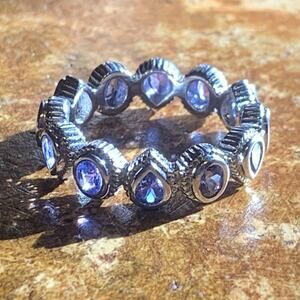 Sterling Silver and Purple Sapphire Eternity Band Oval & Pear